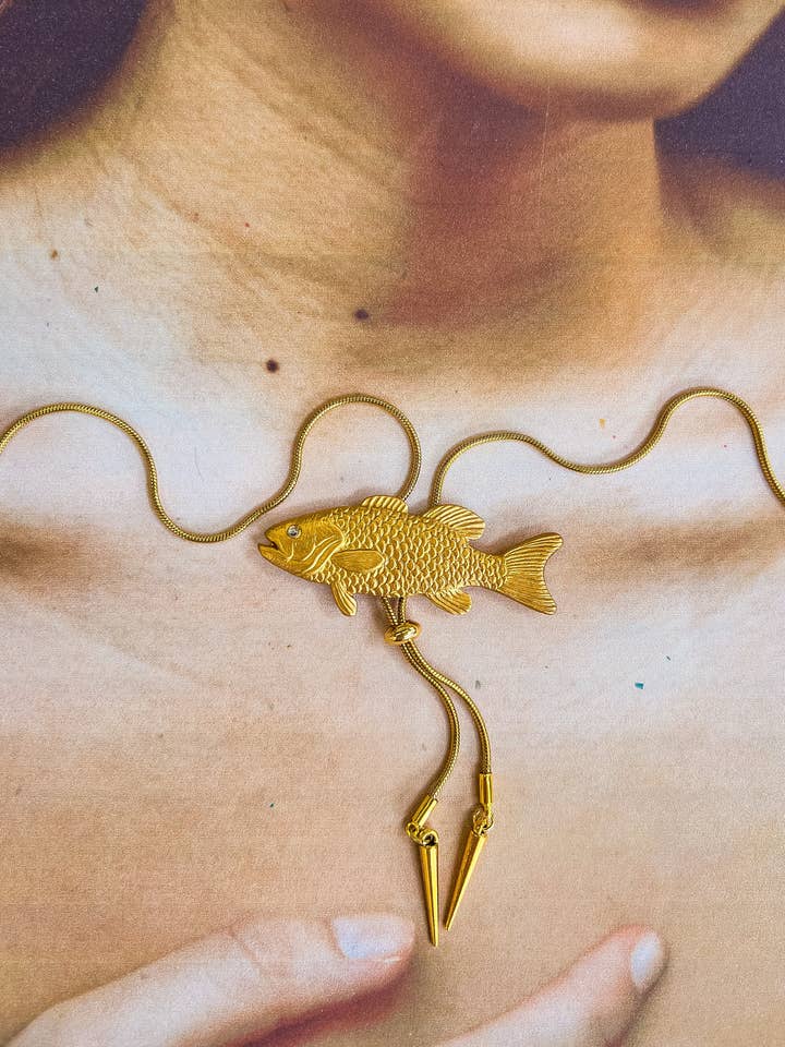 Gold Fish Bolo Tie for wholesale by Velvet Outlaw