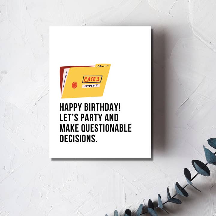 Biglietto di compleanno Let's Party and Make Questionable Decisions per la vendita all'ingrosso da parte di Urban Belle Designs