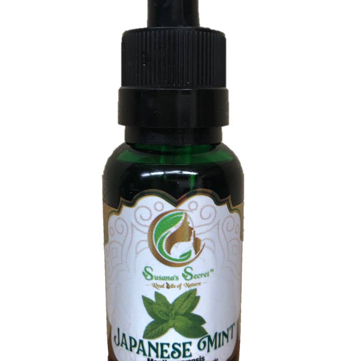 Susana’s Secret – Großhandel Ätherisches Öl – Ätherisches japanisches Minzöl — 100% rein, therapeutisch, 1 fl oz/30 ml — Glasflasche mit Tropfpipette
