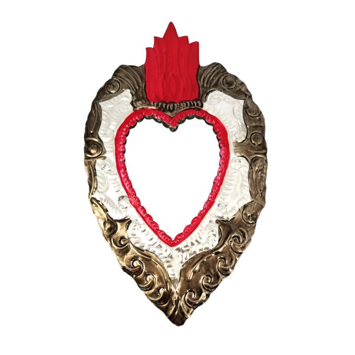 Cœur en étain rouge classique avec miroir pour la vente par Sedona Spirit