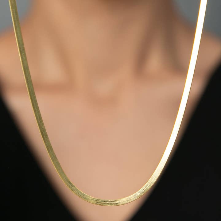 Volenia Silver - Wholesale Link & Chain Necklace - Flat Chain Gold Plated Sterling Silver Necklace2