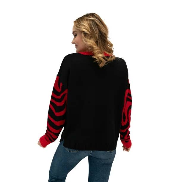 Black ABW37-A Women's Festive Kitty Ugly Christmas Sweater for wholesale on Faire2