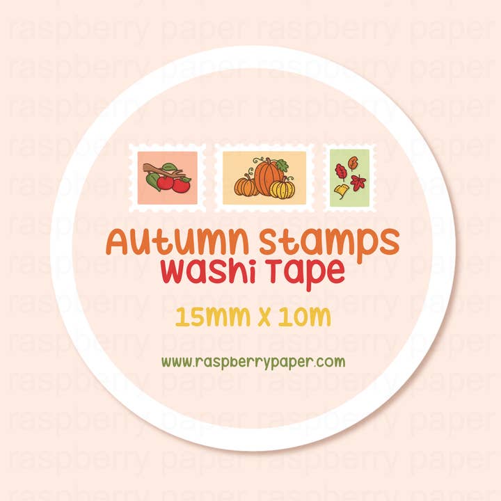 Autumn Stamps Washi Tape for wholesale by Raspberry Paper