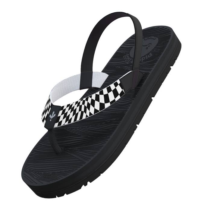 Licorice Flip Flops With Checkers for wholesale by Pidgin Toes