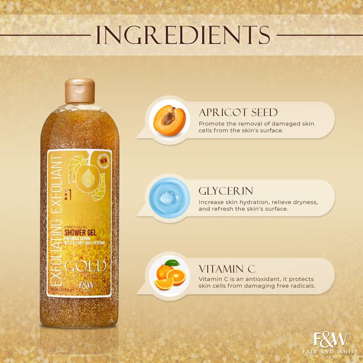 Mitchell Brands - Wholesale Body Scrub/Exfoliant - Fair & White Gold Exfoliating Shower Gel scrub NEW - Invigor