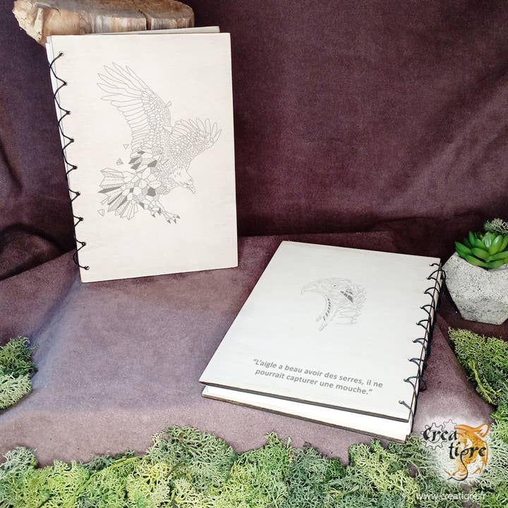 Origami Eagle Animals Wooden Notebook for wholesale by Creatigre