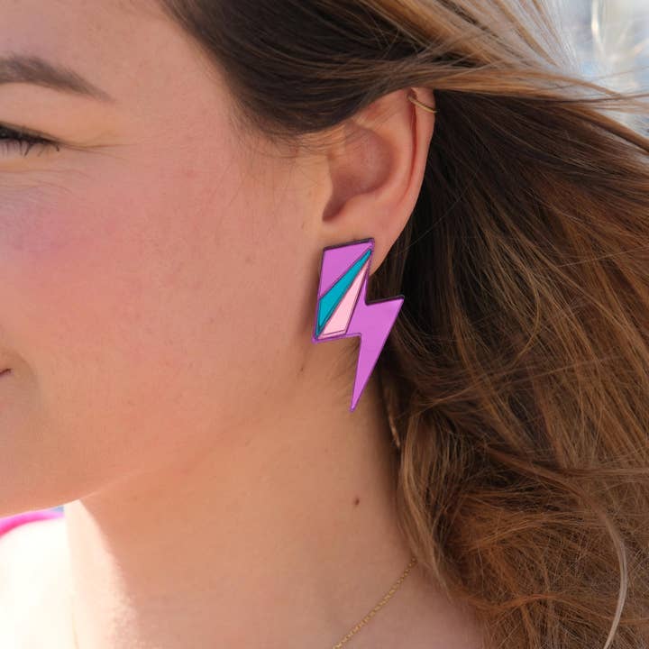 Studio Annette - Wholesale Stud/Post Earrings - Maxi Lightning Mirror Stud Earrings8