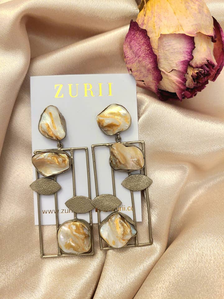 Brincos Leah - Prata oxidada por atacado de Zurii.ca