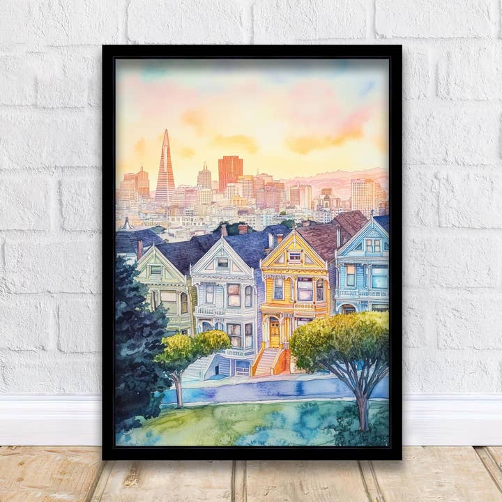 San Francisco Watercolor Painting Art San Francisco Poster Watercolor Cityscape Scenic SF Decor for wholesale by InkNPrintz