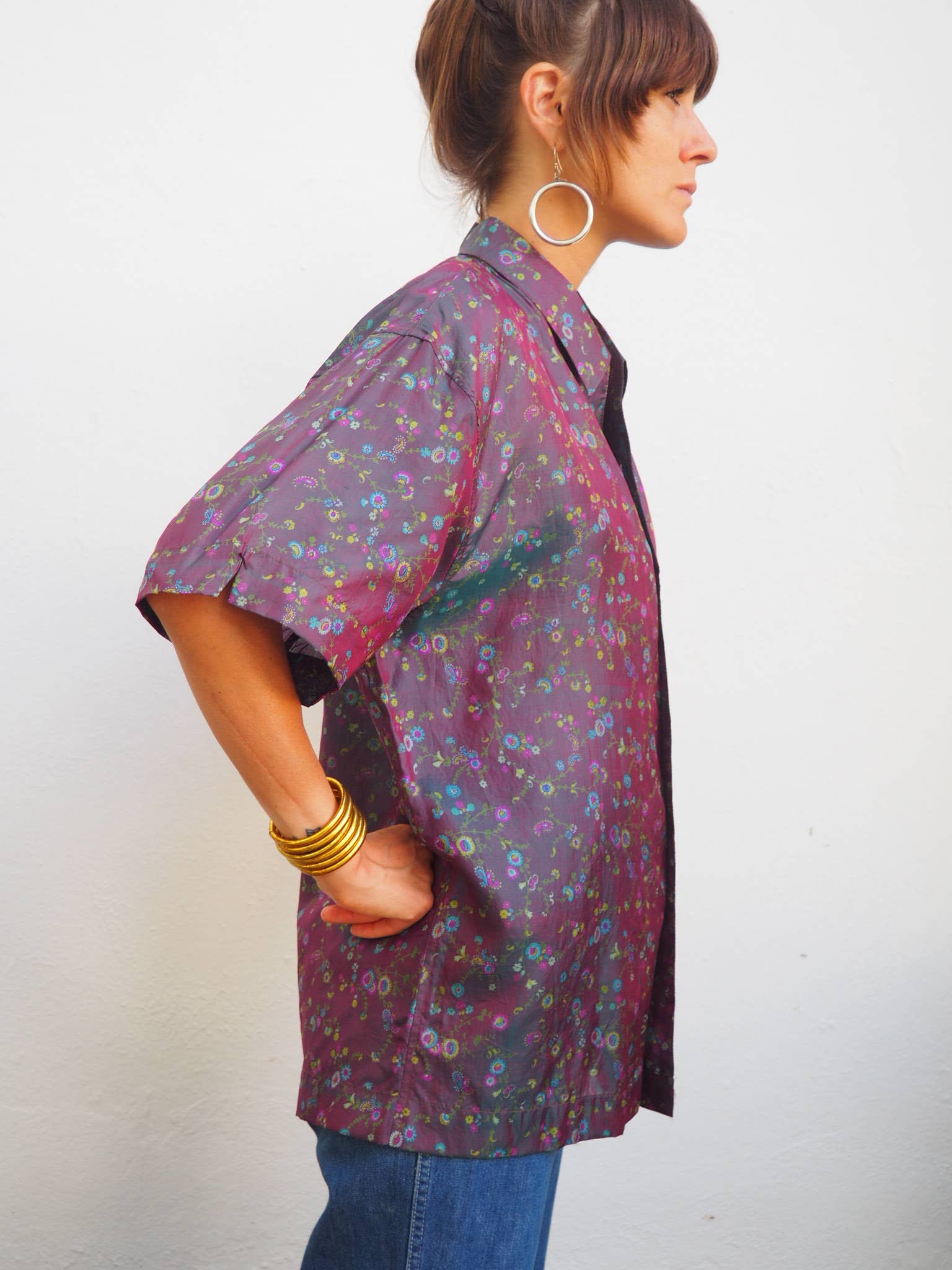 Vagabond Ibiza - Wholesale Button Down Shirt - Unisex - The Atlas Shirt – Up-cycled Vintage Sari Short-Sleeved 7