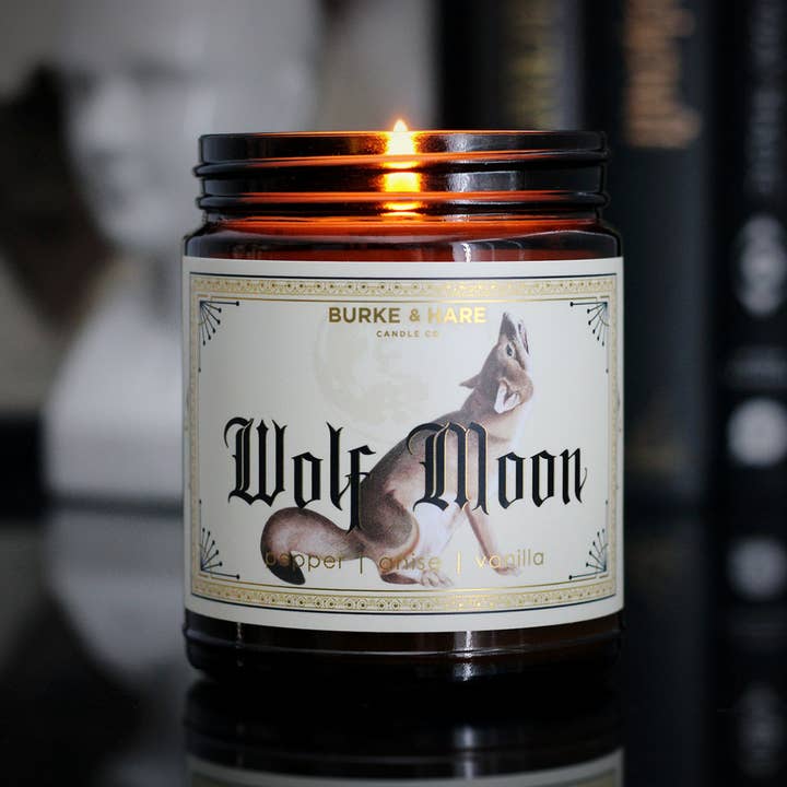 Burke & Hare Co - Wholesale Jar/Filled Candle - Gothic Scented Candles - Wolf Moon - Dark Academia