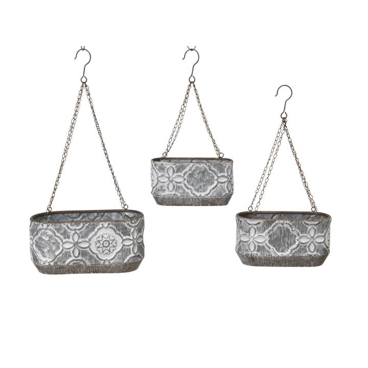 The Gerson Companies - Wholesale Hanging Planter - Hanging Galvanized Nesting Metal Hang Planters Set of 3