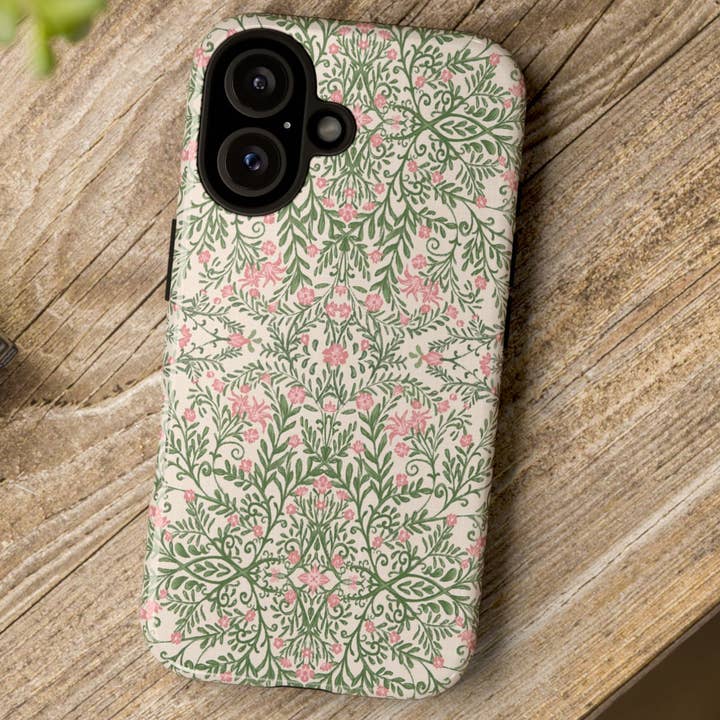 Coque de téléphone résistante motif floral rose et vert pour la vente par Design Carolinas