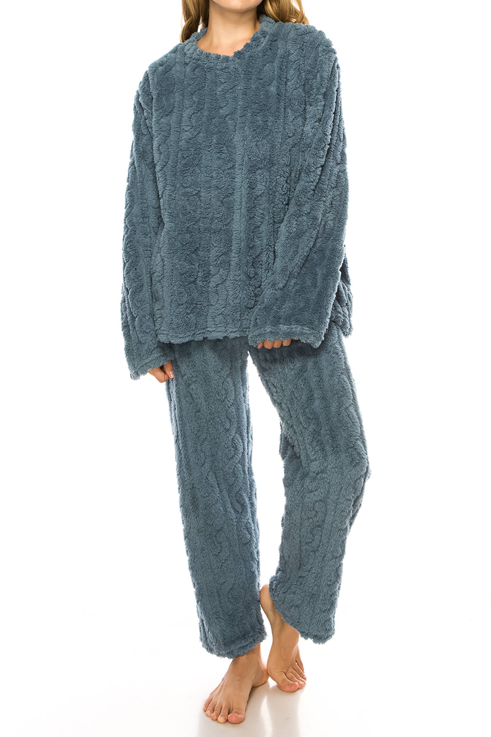 Cap Zone - Wholesale Loungeset - Dames - Kabel Fuzzy Sherpa Fleece Pyjama Sets4