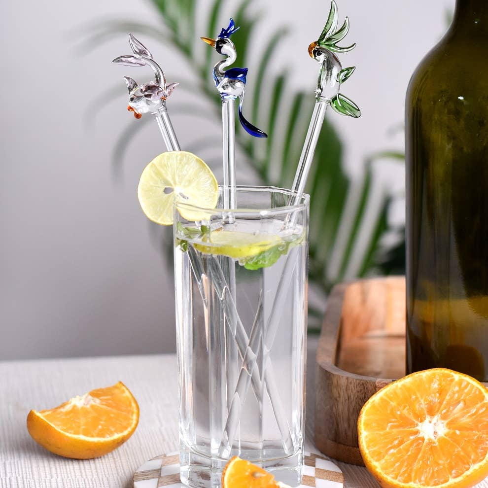 Multicolor 6 Pieces Glass Drink Coffee Stirrers Swizzle Sticks Reusable for wholesale on Faire1