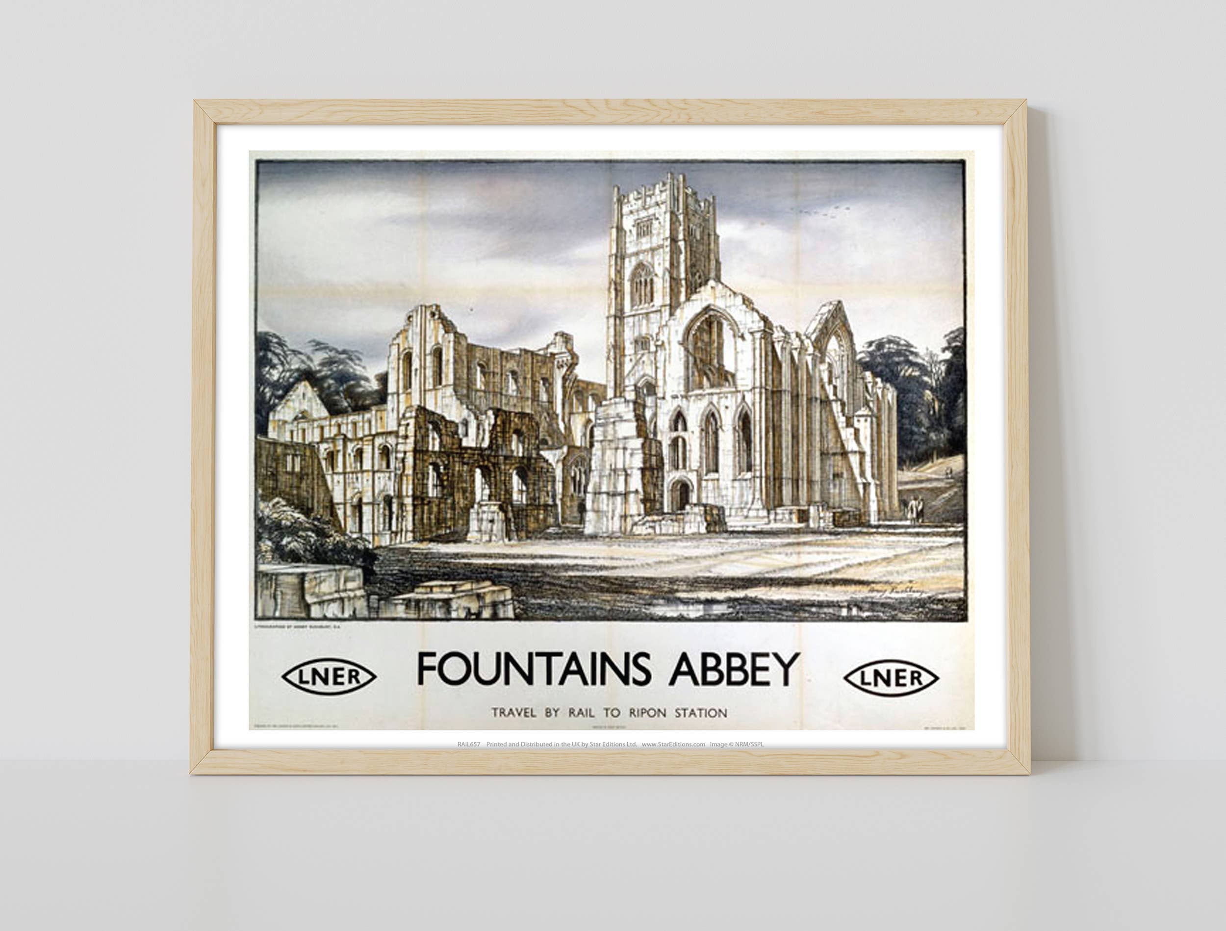 Star Editions – wholesale Art print – Fountains Abbey - Travel By Rail - 11X14” Premium Art Print1
