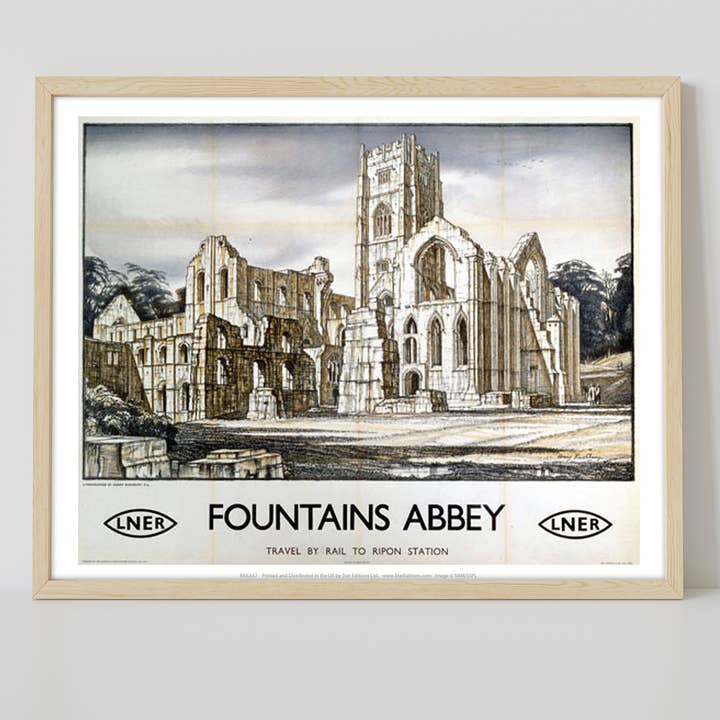 Star Editions – wholesale Art print – Fountains Abbey - Travel By Rail - 11X14” Premium Art Print1