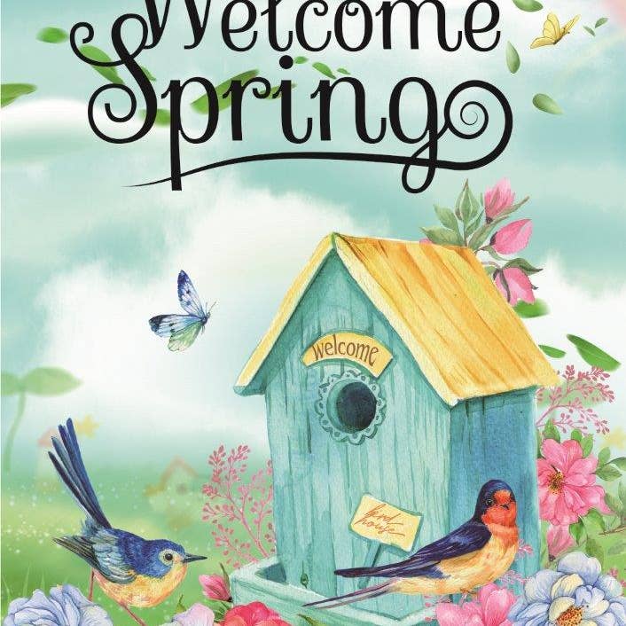 Wholesale Home Decor - Wholesale Flag - Spring Birdhouse Garden Flag 12in by 18in