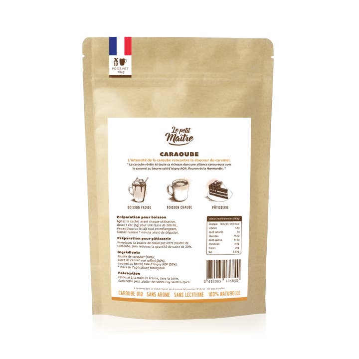 Le petit maître - Vente Préparations/kits pour chocolat chaud - Poudre de caroube bio au caramel d'Isigny AOP1