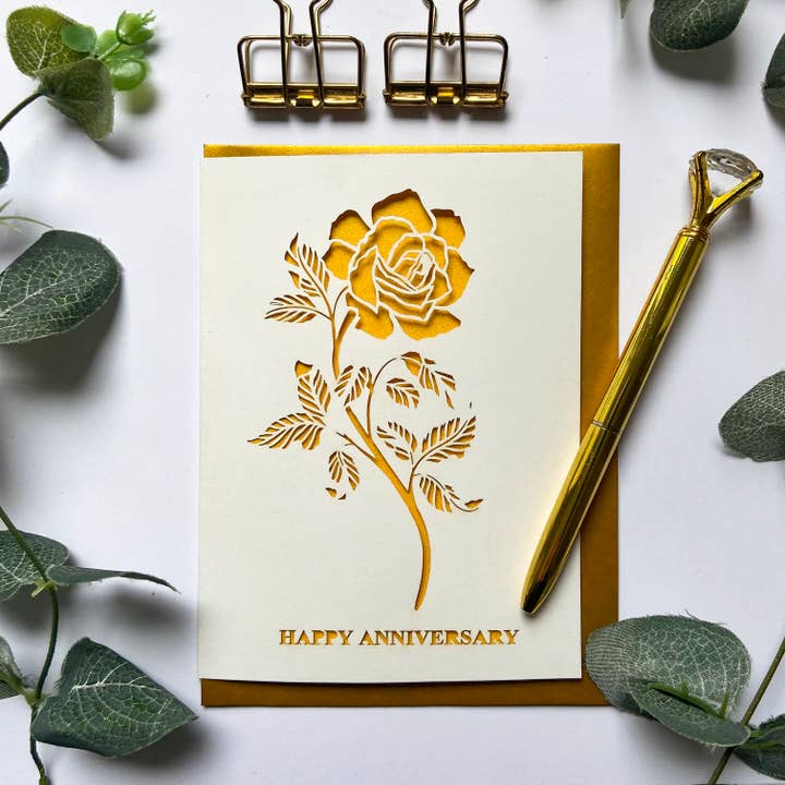 Rose anniversary card, Happy Anniversary card for wholesale by Chow's Stories