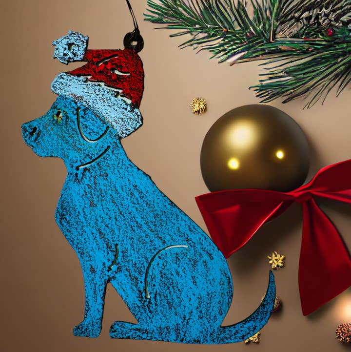 Dog Santa ornament Christmas pet decoration holiday upcycle for wholesale by Whimsies