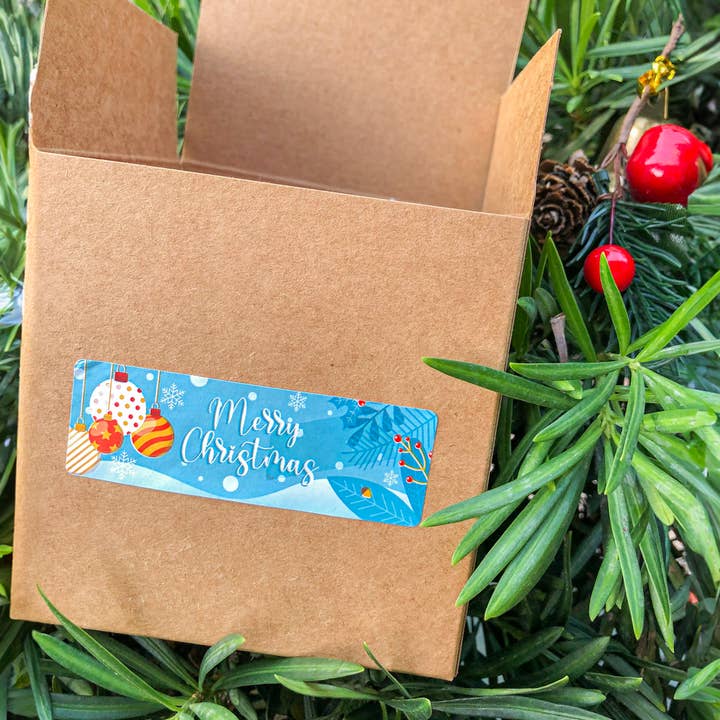 Plantish - Wholesale Gift Tag Label - Frosty Blue Christmas Tag, Sticker | Christmas Card & Label7