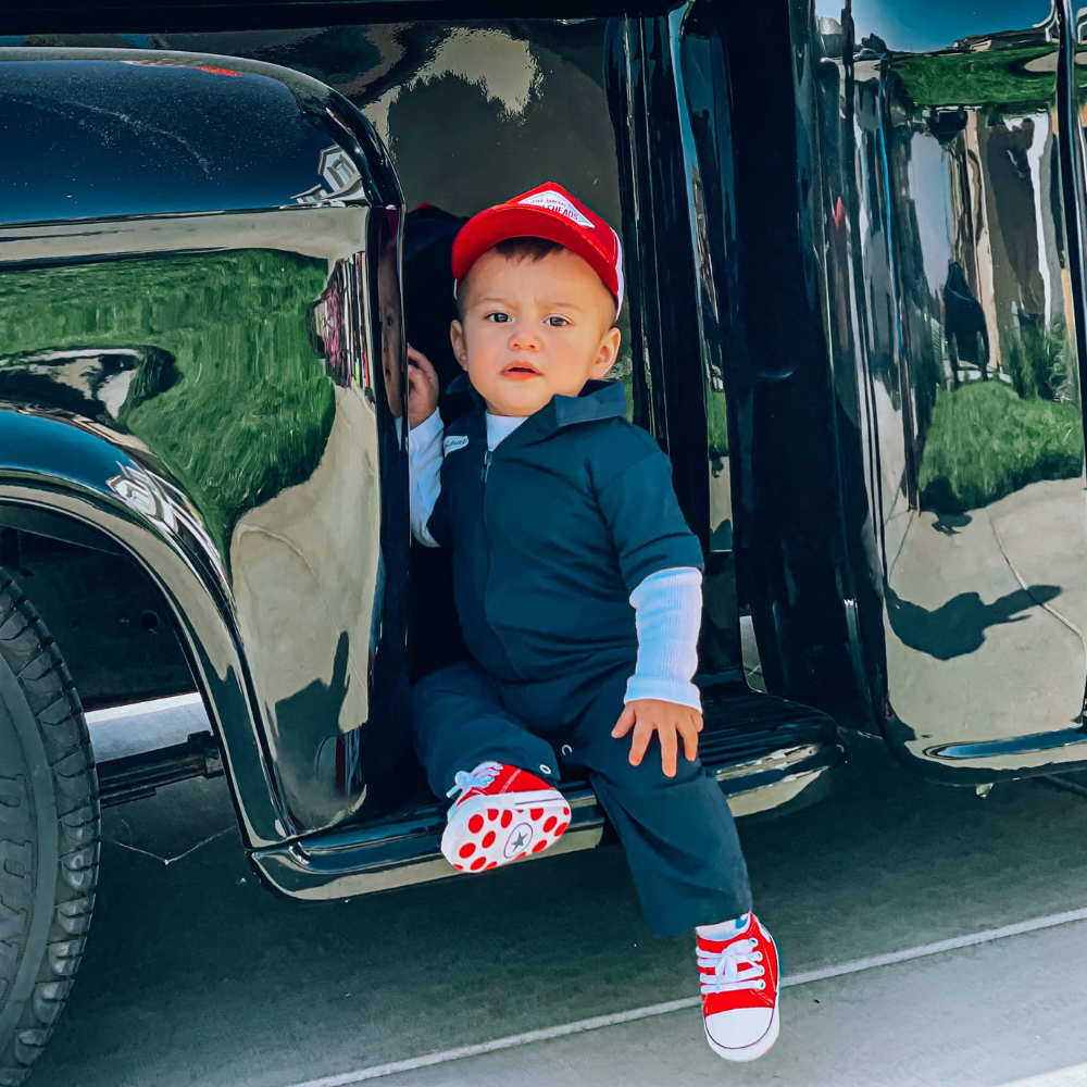 Navy Baby Coverall for Boys, Knuckleheads Mechanic Halloween Jumpsuit Costume Baby Outfit for wholesale on Faire0