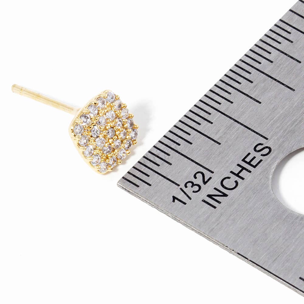 Sensibling Corp. – Brincos de pino por atacado – Brincos de Tacha Quadrados com Pedra CZ Pavimentada e Banhados a Ouro3