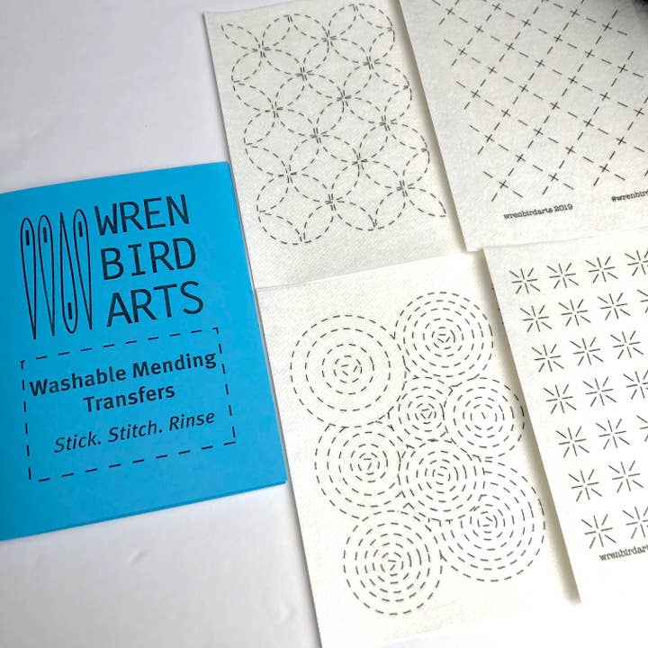 Wrenbirdarts - Wholesale Craft Sewing Kit - Washable Mending Patterns #1 Blue