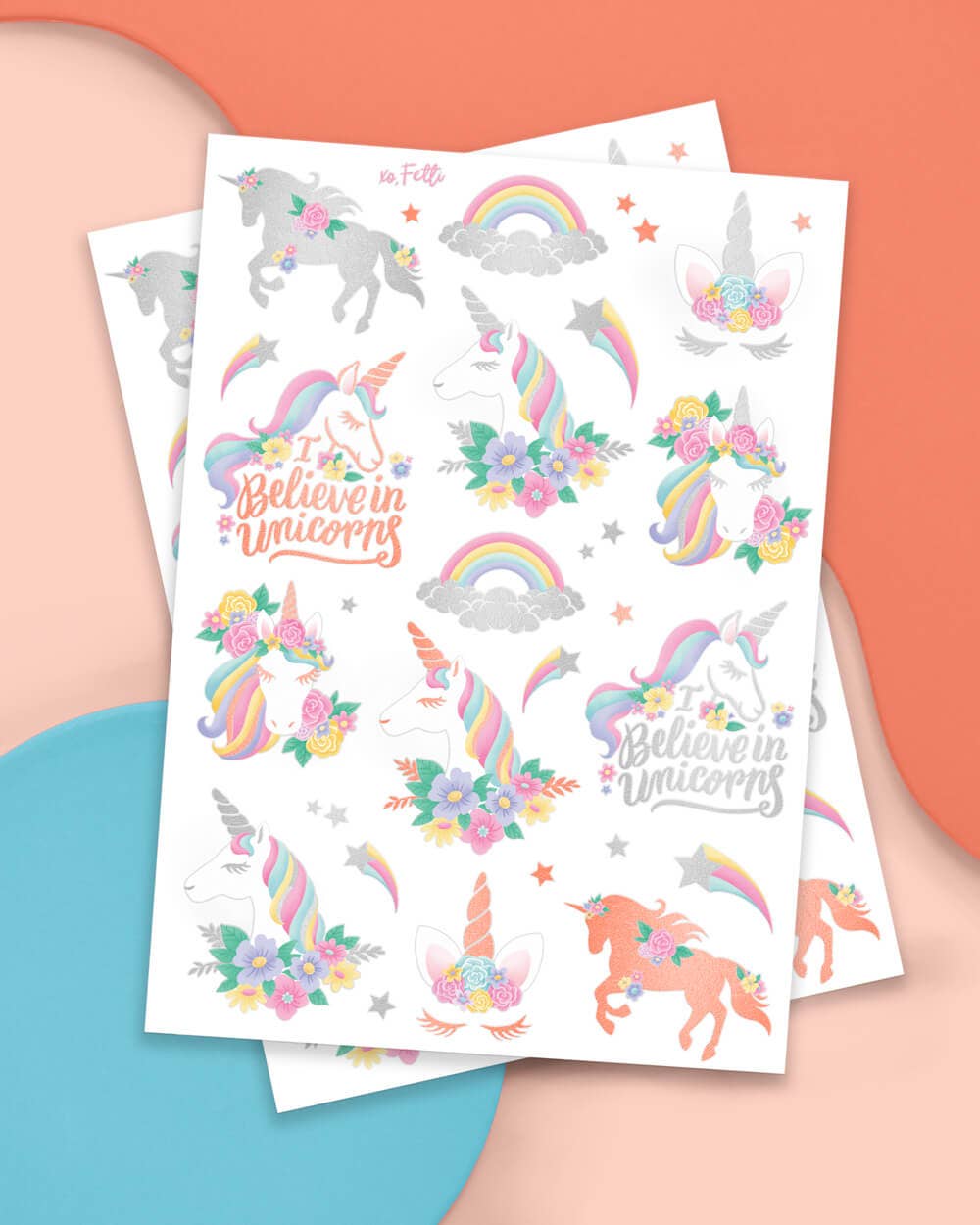 Petit Fetti - Wholesale Temporary Tattoo - Kids - Unicorn Foil Kids Temporary Tattoos, Birthday Party Favor4