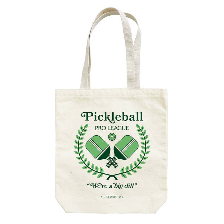 Pickleball Crest Tote for wholesale by Seltzer Goods