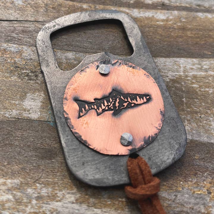 Cold Stream Design Co. - Wholesale Bottle/Wine Opener - Forged Steel Keychain Bottle Opener, Copper Design - USA