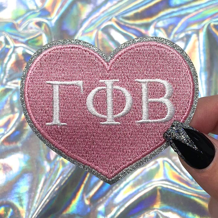 Parche Bordado de Corazón de Hermandad Gamma Phi Beta para venta al por mayor de The Crafty Engineer