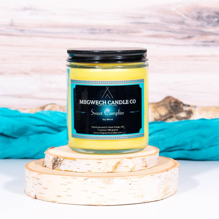 Sweet Campfire 7oz Candle for wholesale by Miigwech Candle Co LLC