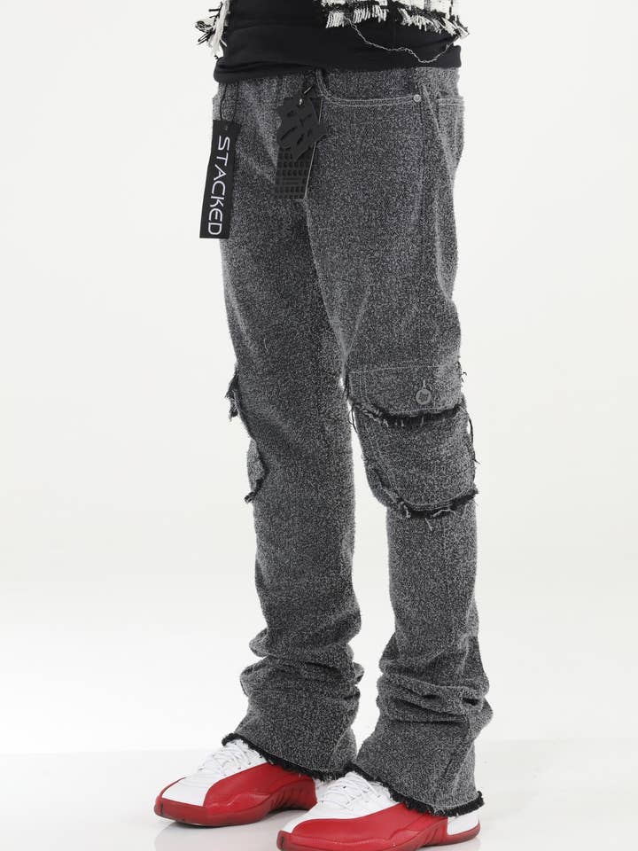Gray Rockstar Wool Stacked Flare Jeans for wholesale by Stylo