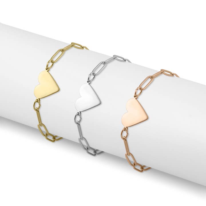 WJW – Engroshandel Armbånd med vedhæng – 18K PVD belagt rustfrit stål papirclips hjerte armbånd3