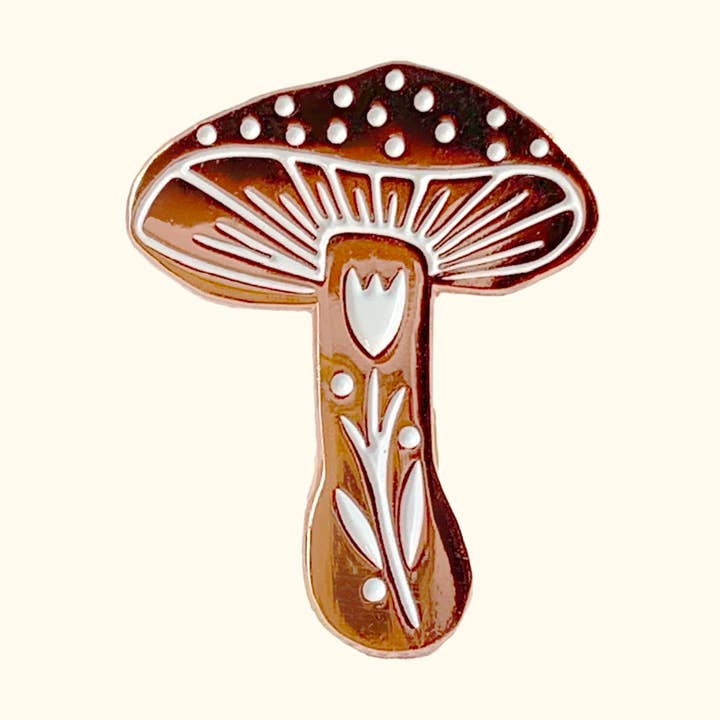 MUSHROOM ENAMEL PIN for wholesale by Anna Montagne Studio