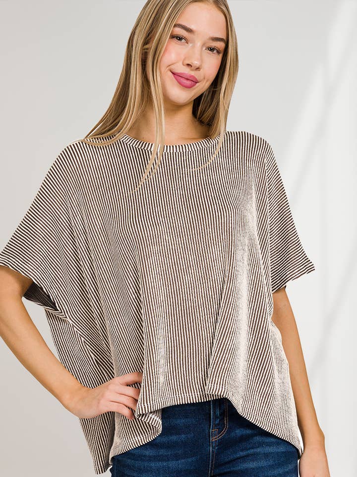 42POPS - Wholesale Knit Top - Women's - ,,.....SI-24505 Cord Rib Pin-striped Oversized Top22