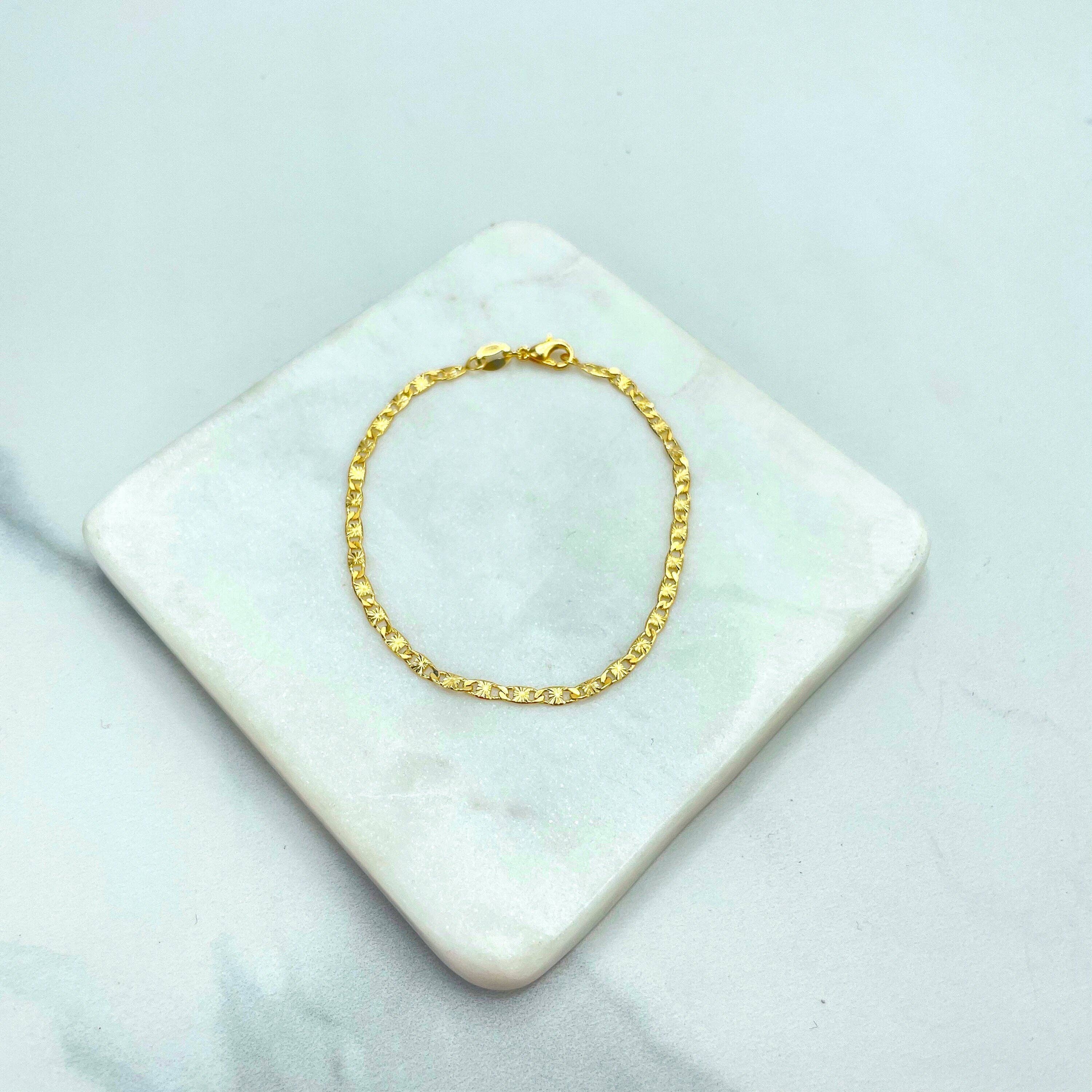 DIJU Jewelry – Engroshandel Armbånd med led og kæde – 18k Guld Fyldt 3mm Specialty Mariner Link Chain, Armbånd o2