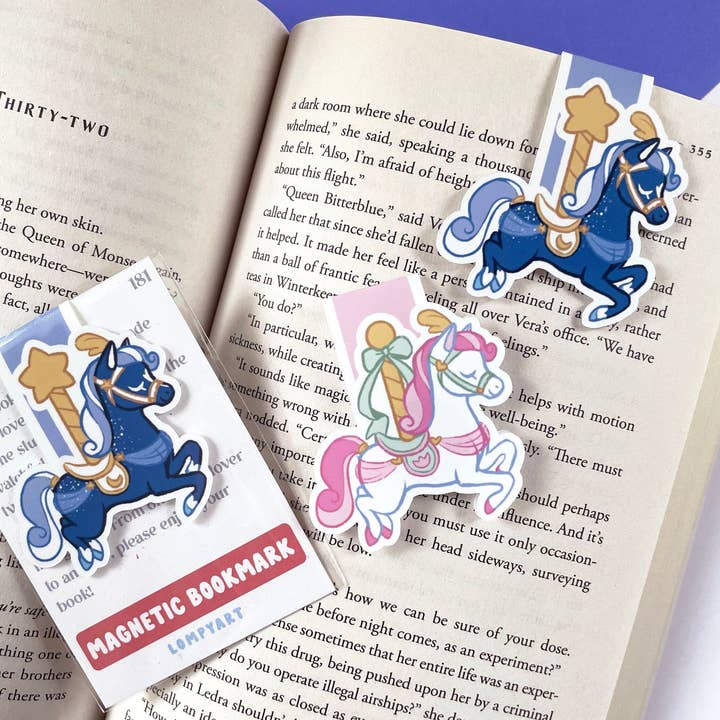 Carousel Horse Magnetic Bookmark for wholesale by LompyArt
