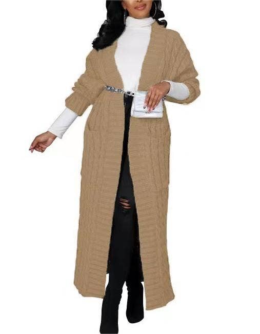 Rosa Clothing - Wholesale Cardigan - Women's - Multicolored Long coat knit cardigan23