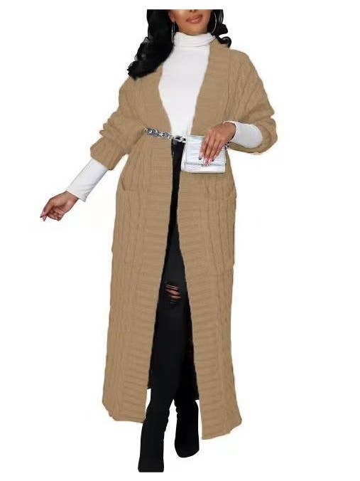 Rosa Clothing - Wholesale Cardigan - Women's - Multicolored Long coat knit cardigan12