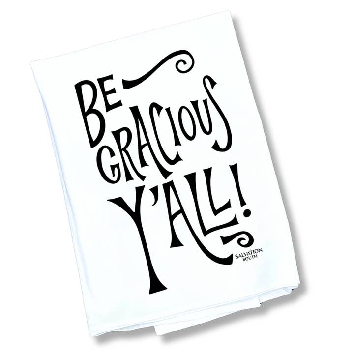 The Be Gracious Y’all Tea Towel for wholesale by Salvation South