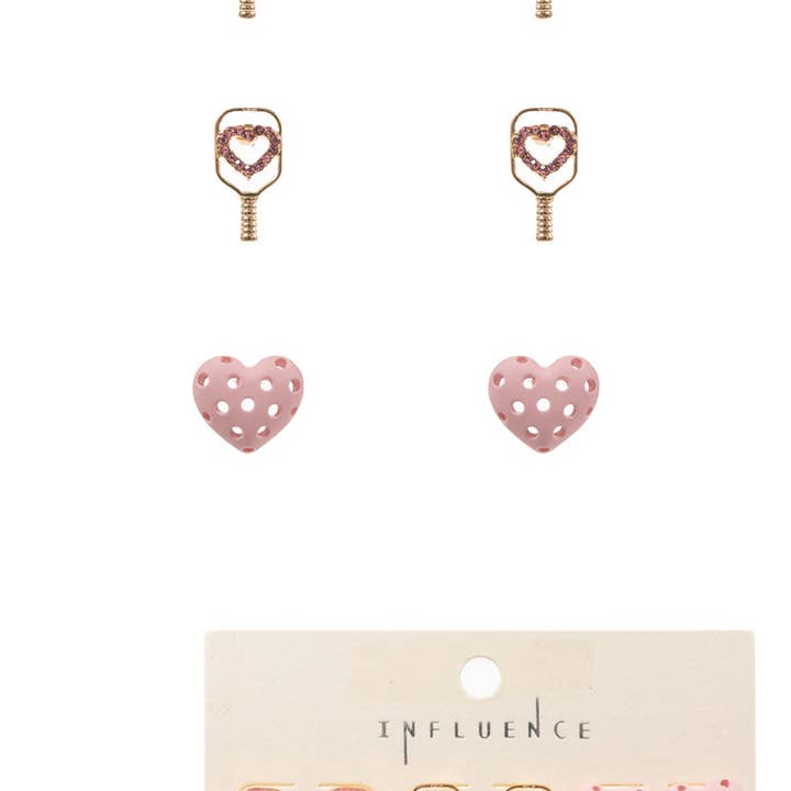 Designature New York - Wholesale Jewelry Set - Sports Pickleball Enamel Print 3 Set Post Earrings1