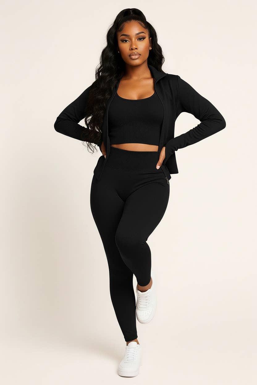 5besties inc – wholesale Activewear set – Women′s – 3 PIECES ACTIVE SET0