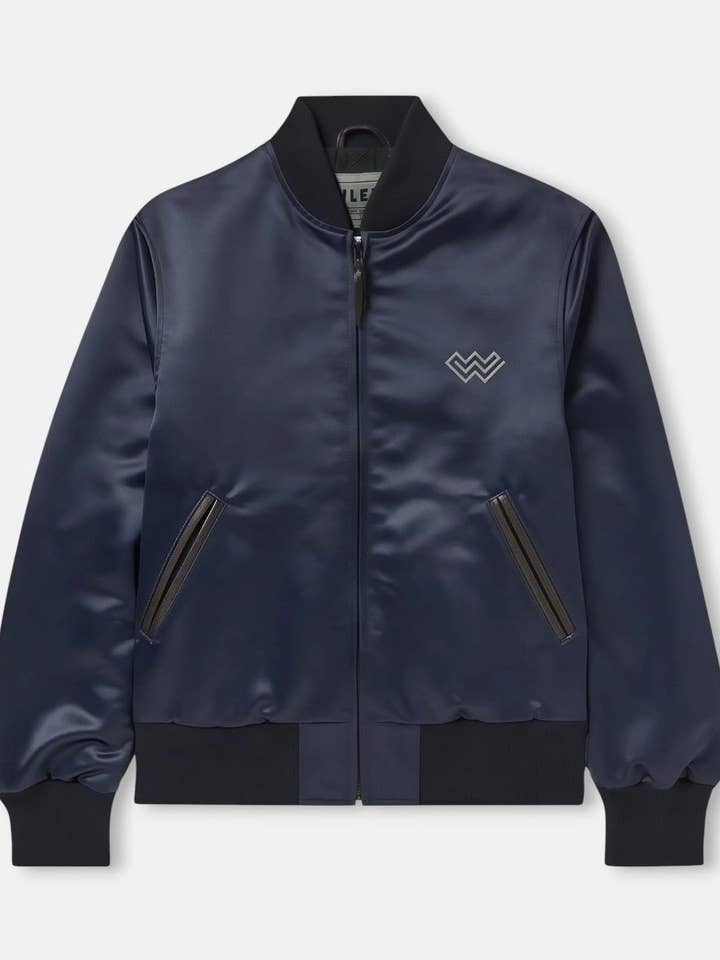 Navy Grey Satin Padded Jacket for wholesale by Wleti