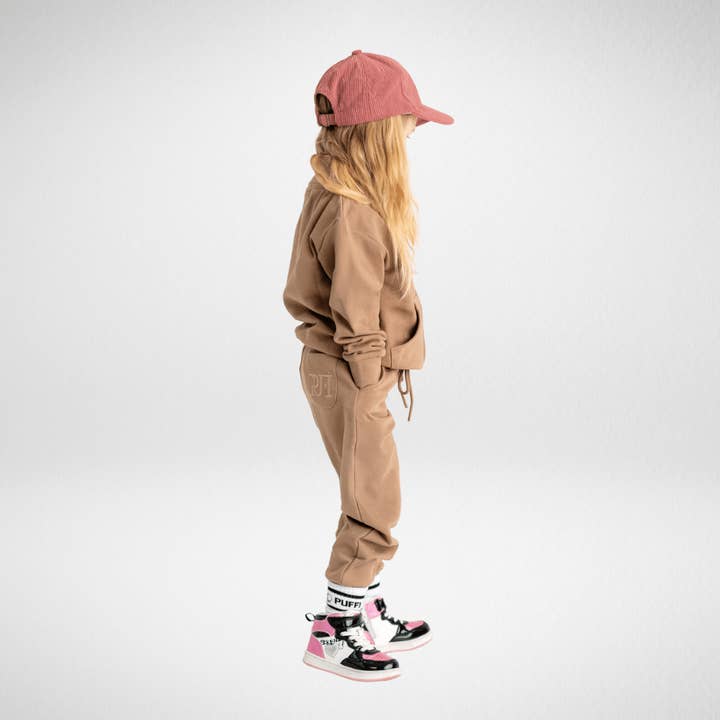 PUFFI - Wholesale Top & Pant Set - Kids - Zip Set – Organic Cotton Jogger & Hoodie - TAUPE1