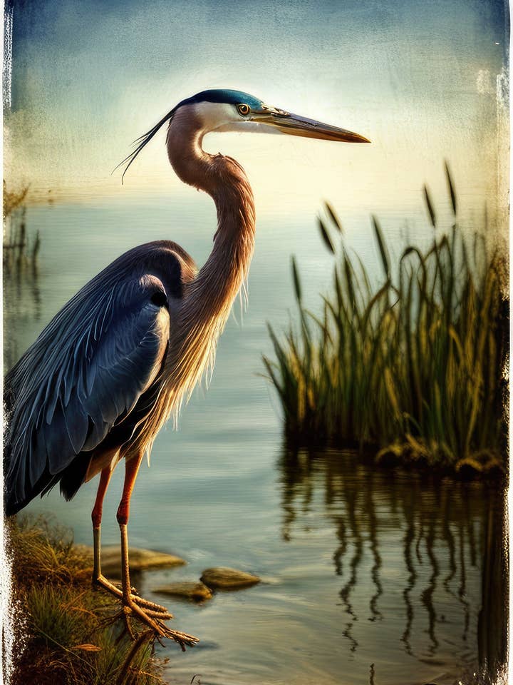 Blue Heron in A Scenic Landscape Photograph for wholesale by Keep Calm Collection