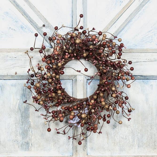 Med. Berry Wreath - Sage, Burnt Red, and Mixed Berries for wholesale by KMI International Corp.