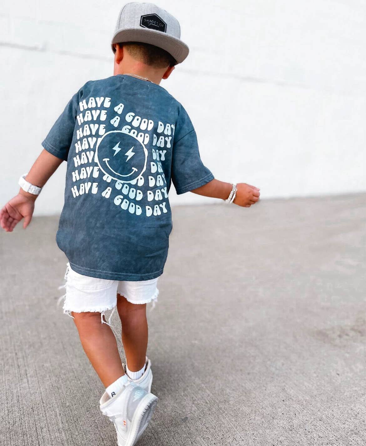 Huds + Hanes - Wholesale Screen-printed t-shirt – Kids - Have a Good Day 😊 Acid Wash Tee9